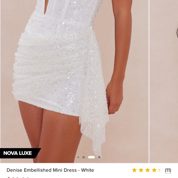 White Sequin Strapless Mini Skirt - Glam Party Mini - Picture 3 of 6